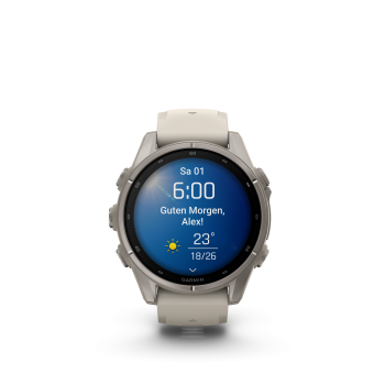 GARMIN Fenix 9, 43mm, Nebelgrau/Titan mit Silikon-Armband (010-04761-01)